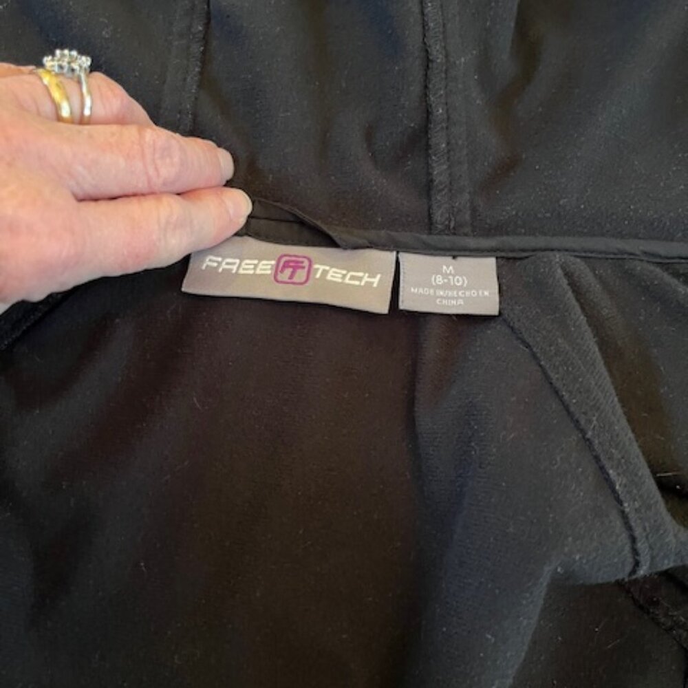 FREE TECH | Women's Softshell Jacket Black Hooded Zip Up Athletic Sz 8-10 -EUC - Picture 4 of 14
